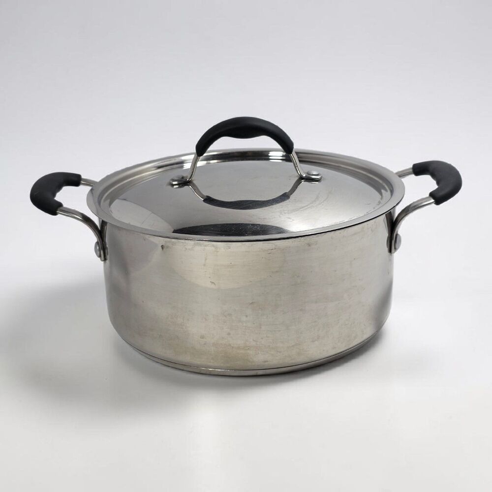 Potobelo Italia Triply Bottom Stainless Steel 4Qt Casserole Pot with Lid Handles